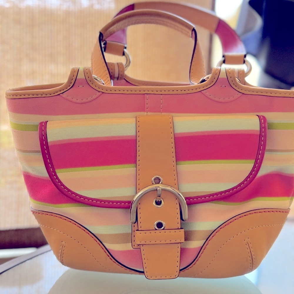 Coach vintage Striped Pink and Tan Women's Mini Bag